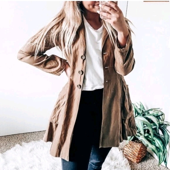 CAbi Treasure Hunter Steampunk Jacket Trench Coat Beige Cotton Blend SZ M - Picture 5 of 14